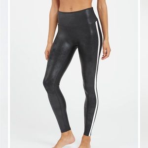 SPANX Faux Leather Side Stripe Leggings Small
